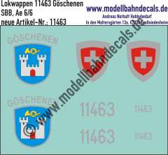 Nass-Schiebebilder: Zusatzbeschriftung mit Wappen Lok 11463 Göschenen für Ae 6/6 der SBB, ab Epoche 3. Artikel-Nummer: 11463