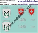"Nass-Schiebebilder: Zusatzbeschriftung mit Wappen Lok 11469 Thalwil für Ae 6/6 der SBB, ab Epoche 3. Artikel-Nummer: 11469"
