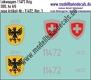 "Nass-Schiebebilder: Zusatzbeschriftung mit Wappen Lok 11472 Brig für Ae 6/6 der SBB, ab Epoche 3. Artikel-Nummer: 11472"