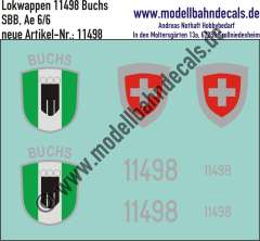 Nass-Schiebebilder: Zusatzbeschriftung mit Wappen Lok 11498 Buchs für Ae 6/6 der SBB, ab Epoche 3. Artikel-Nummer: 11498
