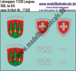 Nass-Schiebebilder: Zusatzbeschriftung mit Wappen Lok 11520 Langnau für Ae 6/6 der SBB, ab Epoche 3. Artikel-Nummer: 11520