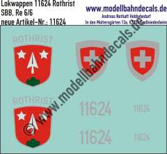 Nass-Schiebebilder: Zusatzbeschriftung mit Wappen Lok 11624 Rothrist für Re 6/6 der SBB, ab Epoche 3. Artikel-Nummer: 11624