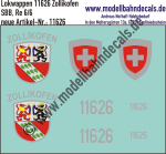 Nass-Schiebebilder: Zusatzbeschriftung mit Wappen Lok 11626 Zollikofen für Re 6/6 der SBB, ab Epoche 3. Artikel-Nummer: 11626