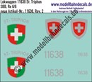 "Nass-Schiebebilder: Zusatzbeschriftung mit Wappen Lok 11638 St. Triphon für Re 6/6 der SBB, ab Epoche 3. Artikel-Nummer: 11638"