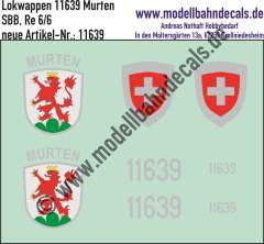 Nass-Schiebebilder: Zusatzbeschriftung mit Wappen Lok 11639 Murten für Re 6/6 der SBB, ab Epoche 3. Artikel-Nummer: 11639