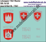 Nass-Schiebebilder: Zusatzbeschriftung mit Wappen Lok 11641 Moutier für Re 6/6 der SBB, ab Epoche 3. Artikel-Nummer: 11641
