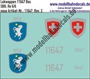 "Nass-Schiebebilder: Zusatzbeschriftung mit Wappen Lok 11647 Bex für Re 6/6 der SBB, ab Epoche 3. Artikel-Nummer: 11647"