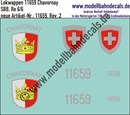 "Nass-Schiebebilder: Zusatzbeschriftung mit Wappen Lok 11659 Chavornay für Re 6/6 der SBB, ab Epoche 3. Artikel-Nummer: 11659"