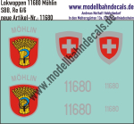 Nass-Schiebebilder: Zusatzbeschriftung mit Wappen Lok 11680 Möhlin für Re 6/6 der SBB, ab Epoche 3. Artikel-Nummer: 11680