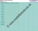 "Nass-Schiebebilder: Loknummern DB Diesel 211-290, Elfenbein/Ozeanblau/Weiss, andere Farbmischung. Artikel-Nummer: 1396"