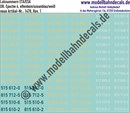 "Nass-Schiebebilder: Loknummern DB 515/517/815/817,  Epoche 4, Elfenbein/Ozeanblau/Weiss. Artikel-Nummer: 1470"