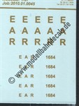 "Nass-Schiebebilder: Sonderangebot Spur H0: Lok-Anschriften EAR (East African Railway) mit Loknummer 1684, Goldfarben Artikel-Nummer: 18109"