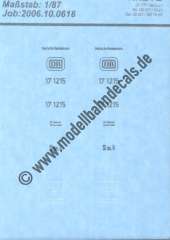 Nass-Schiebebilder: Sonderangebot Spur H0: Lok-Komplettbeschriftung 17 1215, DB, Epoche 3, Artikel-Nummer: 18250