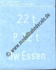 Nass-Schiebebilder: Sonderangebot Maßstab 1:8! Gewichts und Bw-Angaben (Essen), Weiss, Artikel-Nummer: 18274