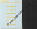 "Nass-Schiebebilder: Sonderangebot Spur H0: Anschriften in Gelb, 'Van Norden' und 'Scania Power' Artikel-Nummer: 19008"