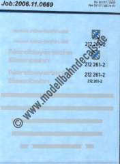 Nass-Schiebebilder: Sonderangebot Spur H0: Teilbeschriftung NBE Lok 212 261-2. Artikel-Nummer: 19074