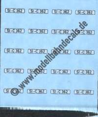 Nass-Schiebebilder: Sonderangebot Spur H0: KfZ-Kenzeichen SI - C 362. Artikel-Nummer: 19143