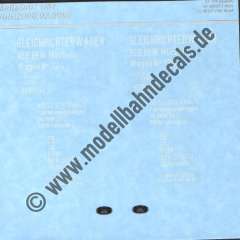 Nass-Schiebebilder: Sonderangebot Spur H0: diverse Wagenanschriften. Artikel-Nummer: 19152