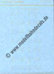 Nass-Schiebebilder: Sonderangebot Spur N: Personenwagen-Komplettbeschriftungen inkl. Klassenziffern für B/AB (vermutlich Donnerbüchsen) DB, Elfenbein, Artikel-Nummer: 19204