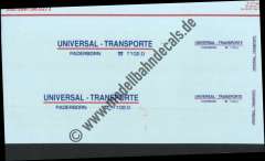 Nass-Schiebebilder: Sonderangebot Spur H0: LKW-Anschriften Universal-Transporte Paderborn blau/rot, Artikel-Nummer: 19207
