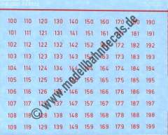 Nass-Schiebebilder: Sonderangebot Spur H0: Nummern von 100-199 rot, Artikel-Nummer: 19228