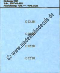 Nass-Schiebebilder: Sonderangebot Spur H0: Loknummern E 32 28, Gold, Artikel-Nummer: 19229