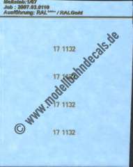 Nass-Schiebebilder: Sonderangebot Spur H0: Loknummern 17 1132, Gold, Artikel-Nummer: 19231