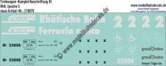 Nass-Schiebebilder: Triebwagen-Komplettbeschriftung Bt der RhB (Rhätische Bahn), Epoche 4; Entwurf Tröger-2m, Art. 210870