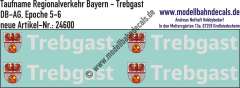 Nass-Schiebebilder: Taufnamen für regionale Fahrzeuge - Bayern - Trebgast, DB-AG, Epoche 5-6. Artikel-Nummer: 24600