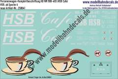 Nass-Schiebebilder: Harzer Schmalspurbahn (HSB): Personenwagen-Komplettbeschriftung 900-493 (HSB Cafe) der HSB (Harzer Schmalspurbahn), ab Epoche 4, Entwurf: Tröger-2m, Art. 250041.