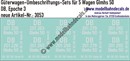 "Nass-Schiebebilder: 5x2 Umbeschriftungs-Sets für Güterwagen Gattung Glmhs 50, DB, Epoche 3. Artikel-Nummer: 3053"