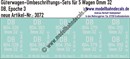 "Nass-Schiebebilder: 5x2 Umbeschriftungs-Sets für Güterwagen Gattung Omm 32, DB, Epoche 3. Artikel-Nummer: 3072"