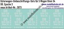 "Nass-Schiebebilder: 5x2 Umbeschriftungs-Sets für Güterwagen Gattung Omm 34, DB, Epoche 3. Artikel-Nummer: 3073"