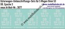 "Nass-Schiebebilder: 5x2 Umbeschriftungs-Sets für Güterwagen Gattung Omm 53, DB, Epoche 3. Artikel-Nummer: 3077"