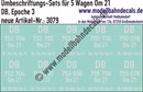 "Nass-Schiebebilder: 5x2 Umbeschriftungs-Sets für Güterwagen Gattung Om 21, DB, Epoche 3. Artikel-Nummer: 3079"