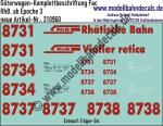 Nass-Schiebebilder: Güterwagen-Komplettbeschriftung Fac der RhB (Rhätische Bahn), Epoche 4, Entwurf Tröger-2m, Art. 310960