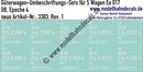 "Nass-Schiebebilder: 5x2 Umbeschriftungs-Sets für Güterwagen Gattung Eo 017, DB, Epoche 4. Artikel-Nummer: 3303"