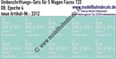 "Nass-Schiebebilder: 5x2 Umbeschriftungs-Sets für Güterwagen Gattung Facns 133, DB, Epoche 4. Artikel-Nummer: 3312"