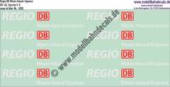 Nass-Schiebebilder: Zusatzbeschriftung DB Regio Rhein-Haard-Express, Rot/Weiss. Artikel-Nummer: 5626