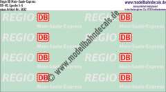 Nass-Schiebebilder: Zusatzbeschriftung DB Regio Main-Saale-Express, Rot/Weiss. Artikel-Nummer: 5632