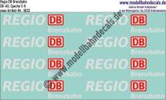 Nass-Schiebebilder: Zusatzbeschriftung DB Regio Brenzbahn, Rot/Weiss. Artikel-Nummer: 5633
