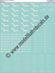"Nass-Schiebebilder: SH-Express, Logos, Schriftzüge, Lok- und Wagennummern, Weiss. Artikel-Nummer: 5653"