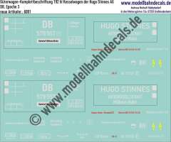 Nass-Schiebebilder: Güterwagen-Komplettbeschriftung 192 hl Kesselwagen der Hugo Stinnes AG eingestellt bei der DB, Epoche 3, Artikel-Nummer: 6001