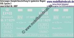 Nass-Schiebebilder: Güterwagen-Komplettbeschriftung Hj (gedeckter Wagen) DSB, Epoche 3. Artikel-Nummer: 6007