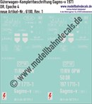 "Nass-Schiebebilder: Güterwagen-Komplettbeschriftung DR, Gagms-v 1971; 10 verschiedene Wagennummern vorrätig/ohne Aufpreis möglich!. Artikel-Nummer: 6100"
