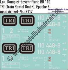 Nass-Schiebebilder: Lok-Komplettbeschriftung BR 110, TRI, Epoche 6, Artikel-Nummer: 6117