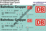 Nass-Schiebebilder: Komplettbeschriftung Baureihe 143 DB-AG (Bahnbau Gruppe), Epoche 6. Artikel-Nummer: 6294