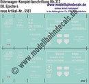 "Nass-Schiebebilder: Güterwagen-Komplettbeschriftung Hfs 312, DB, Epoche 4. Artikel-Nummer: 6581"