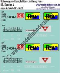 Nass-Schiebebilder: Güterwagen-Komplettbeschriftung Fans 126 (Versuchswagen), DB, Epoche 4. Artikel-Nummer: 6632