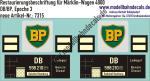 Nass-Schiebebilder: Restaurierungs-Decals Beschriftung für Kesselwagen der DB/BP von Märklin (Nummer 4900). Artikel-Nummer: 7315